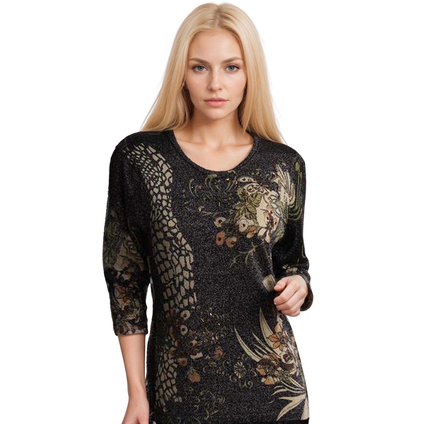 The Magic Scarf Company - Vente Chemisier – femme - 1227 - Hauts à manches longues perlés9