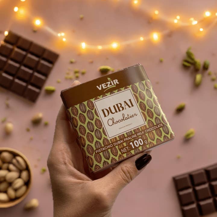 Aladdin - Wholesale Chocolate Bar - Pistachio Praline Dubai Chocolate Bar – Crispy & Nutty Delight