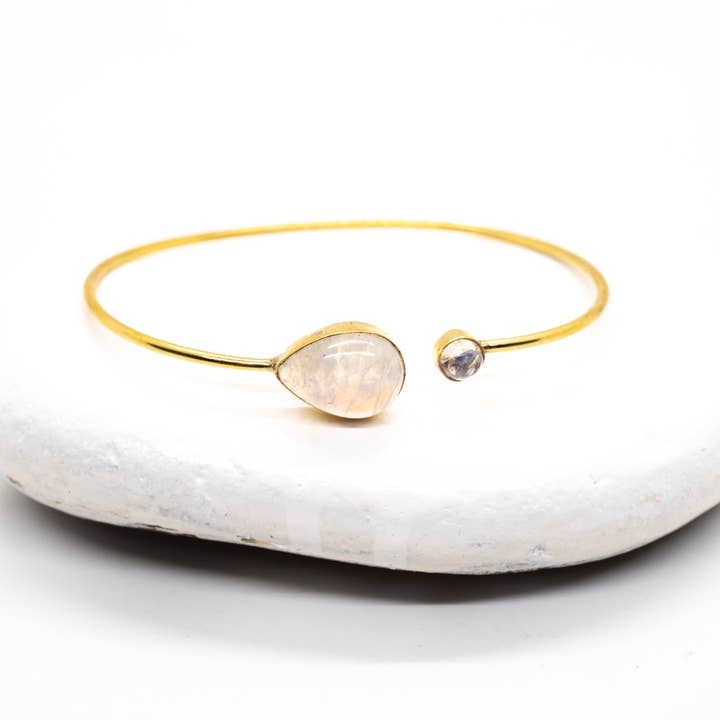 Bracciale Moonstone Duo in ottone per la vendita all'ingrosso da parte di Baizaar