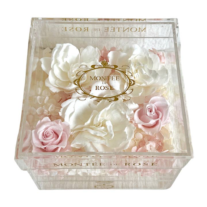 Caixa Média de Acrílico Gardenia por atacado de MONTÉE DE ROSE
