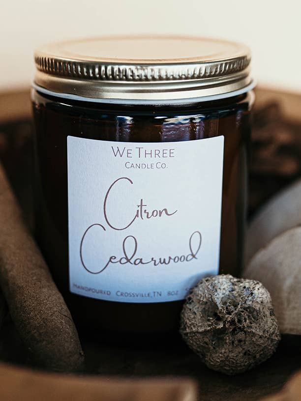 Vela de soja Citron Cedarwood de 8 oz de We Three Candle Co. para venta al por mayor de We Three Candle Co.