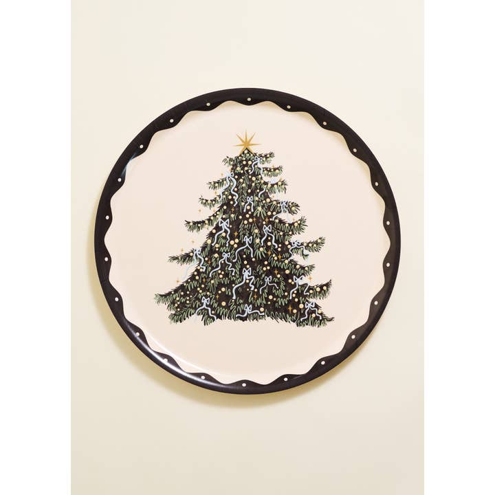 One & Only Paper - Wholesale Serving Tray - Round Christmas Tree Bentwood Tray