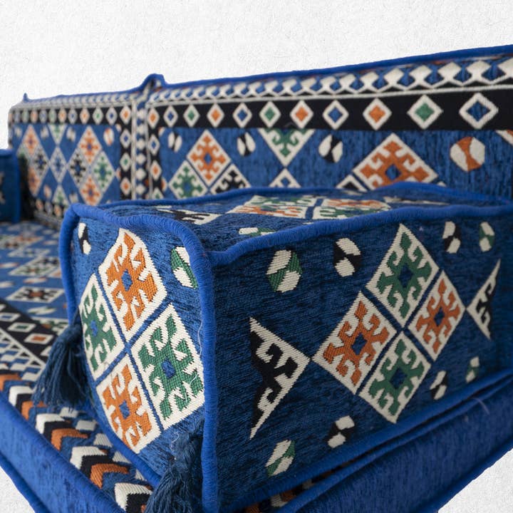 Blue Arabic Sofa, Turkish Floor Seating, Sectional Sofa for wholesale by Arabic Sofa