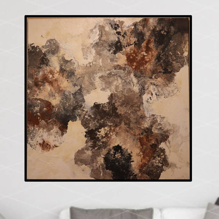 3 Cellules - Peinture Abstraite Originale Sur Toile - 3'X3' pour la vente par Amazyng Decor