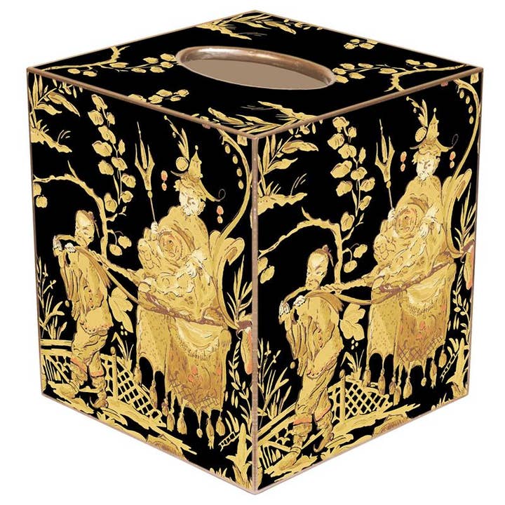 Svart & Guld Asian Toile Tissue Box Cover för wholesale av Marye-Kelley
