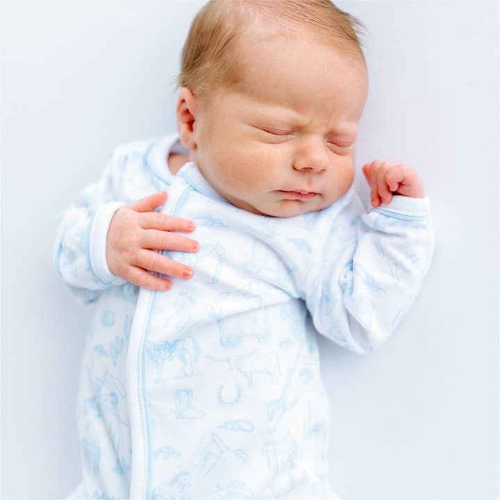 Footie Toile do Velho Oeste - Azul Claro por atacado de Magnolia Baby