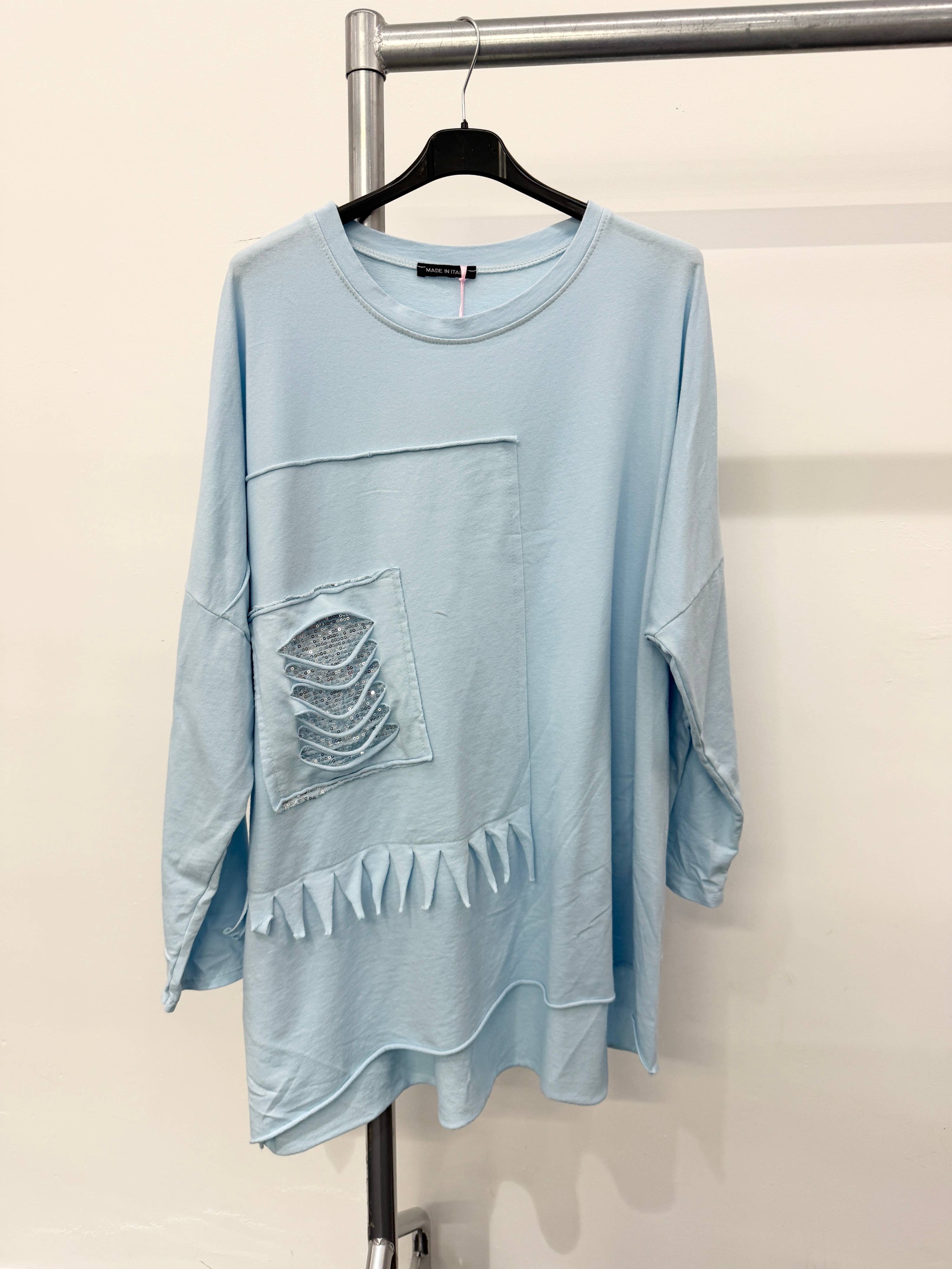 Lucy Sparks - Wholesale Tunic - Women's - Pure stretchy cotton plus size raw edged top with distressed0