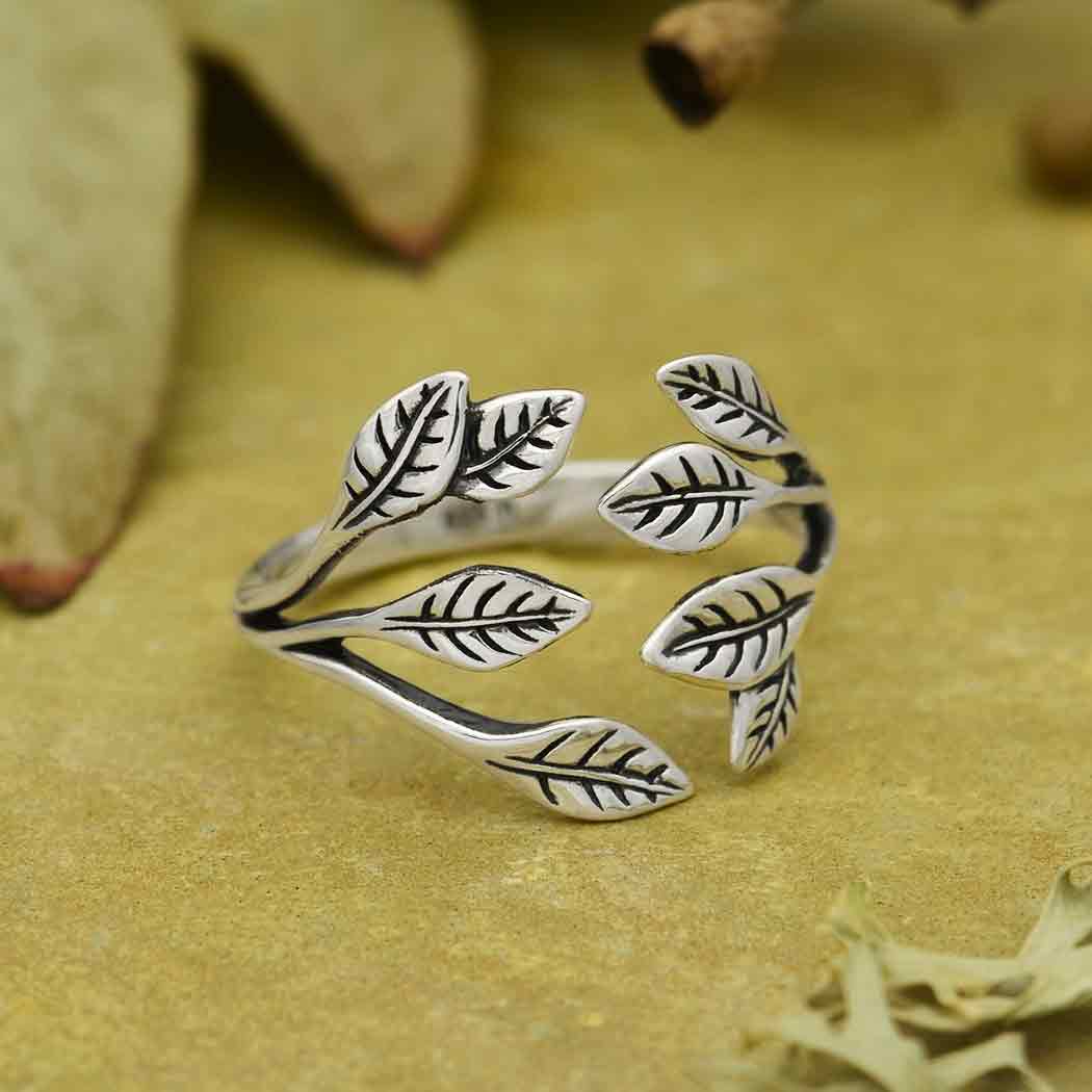 Nina Designs - Wholesale Cocktail/Statement Ring - Sterling Silver or Bronze Leaf Cluster Adjustable Ring0