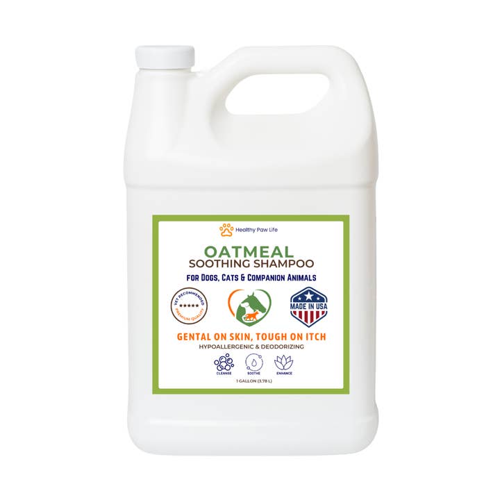Oatmeal Shampoo β Vet-Recommended Itch Relief for Dogs, Cats & Horses β Hypoallergenic, Moisturizing & Deodorizing β 1 Gallon β Made in USA for wholesale by Healthy Paw Life