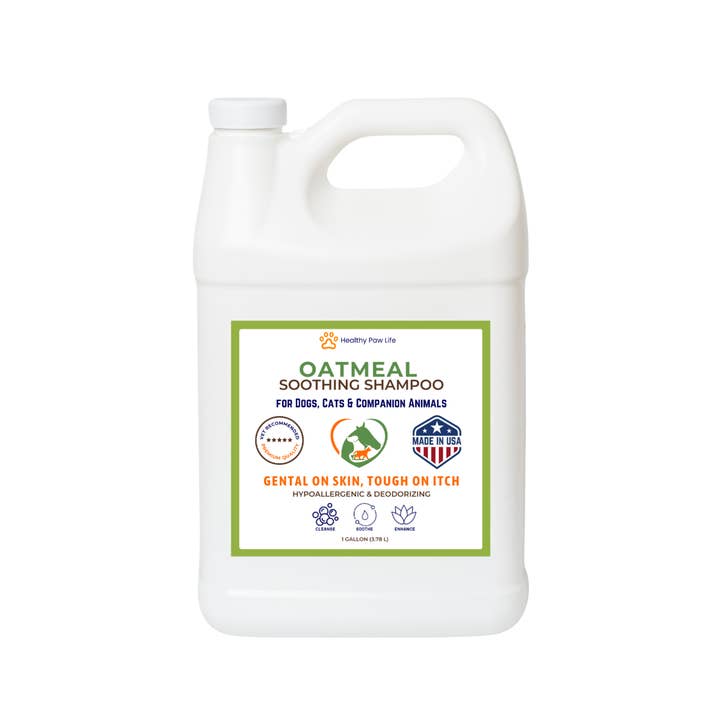 Havermeel Shampoo – Door Dierenarts Aanbevolen Jeukverlichting voor Honden, Katten & Paarden – Hypoallergeen, Hydraterend & Deodoriserend – 1 Gallon – Gemaakt in de VS voor wholesale door Healthy Paw Life