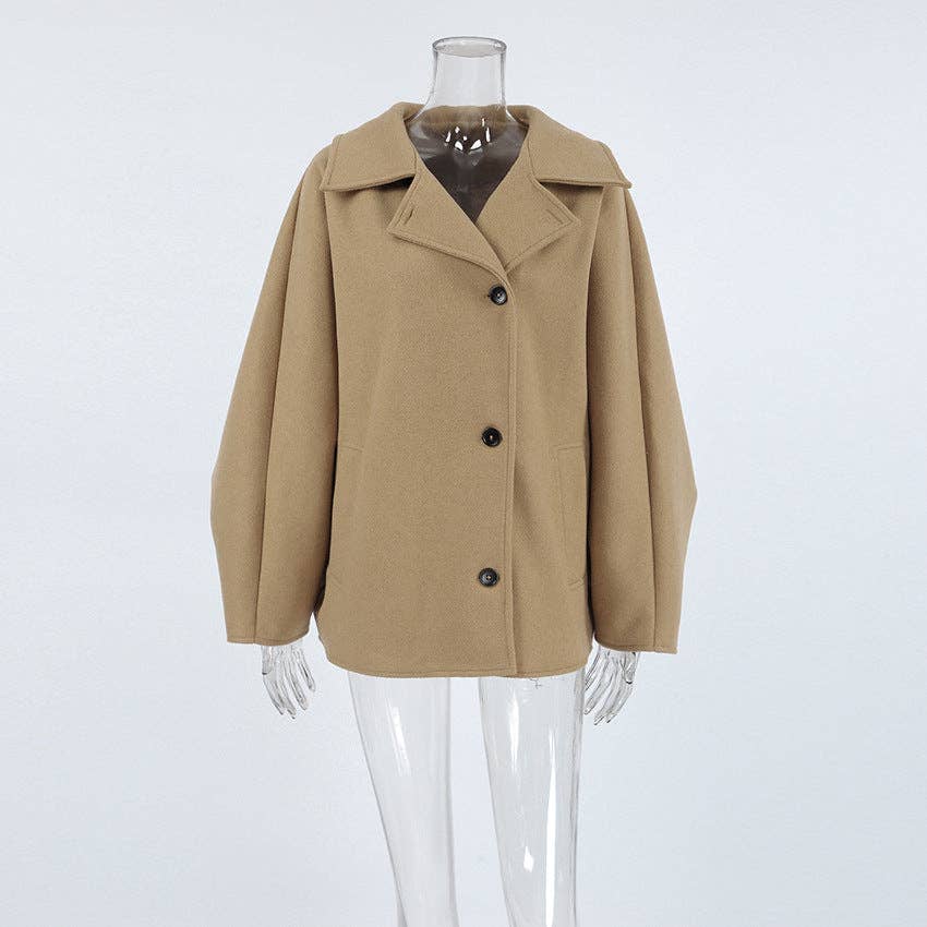 Marayn – wholesale Cardigan – Women’s – Autumn Chic Brown Wool Batwing Cardigan2