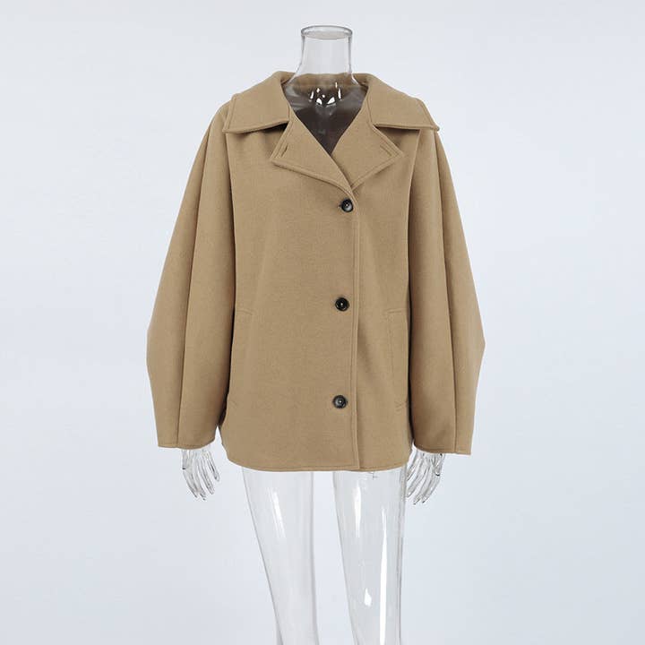 Marayn - Wholesale Cardigan - Women's - Autumn Chic Brown Wool Batwing Cardigan2