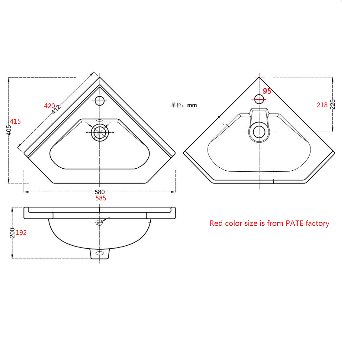 Bathroom4Less – wholesale Cabinet – Krona Corner Cloakroom Vanity Unit and basin - 400mm Wide5