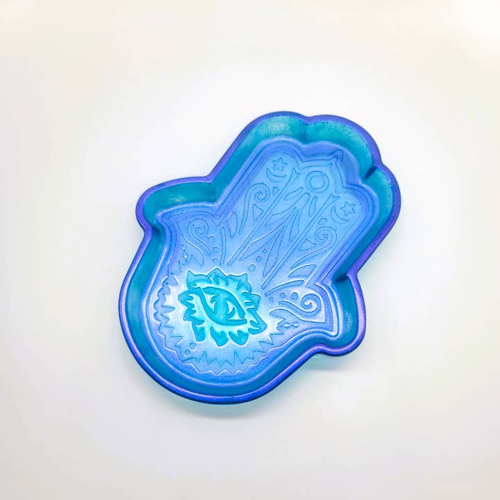 Slightly Askew Art - Wholesale Jewelry Dish - Hamsa Hand Trinket Dish - Made with Resin & Color-Shift Mica16