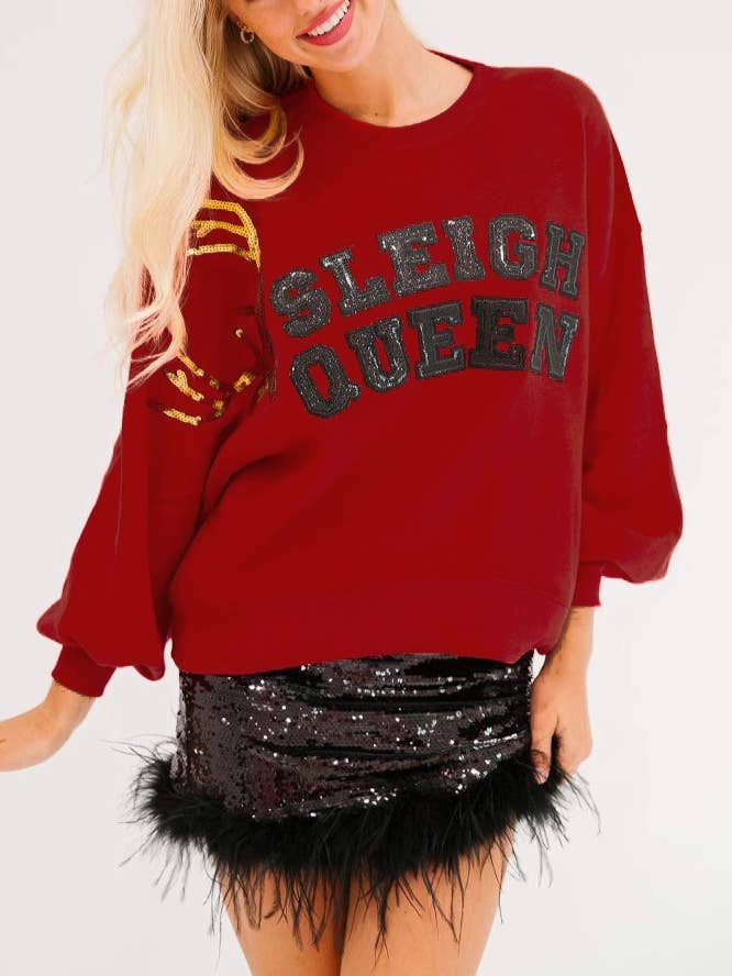 Red Christmas Letters Embroidered Sweatshirt for wholesale on Faire