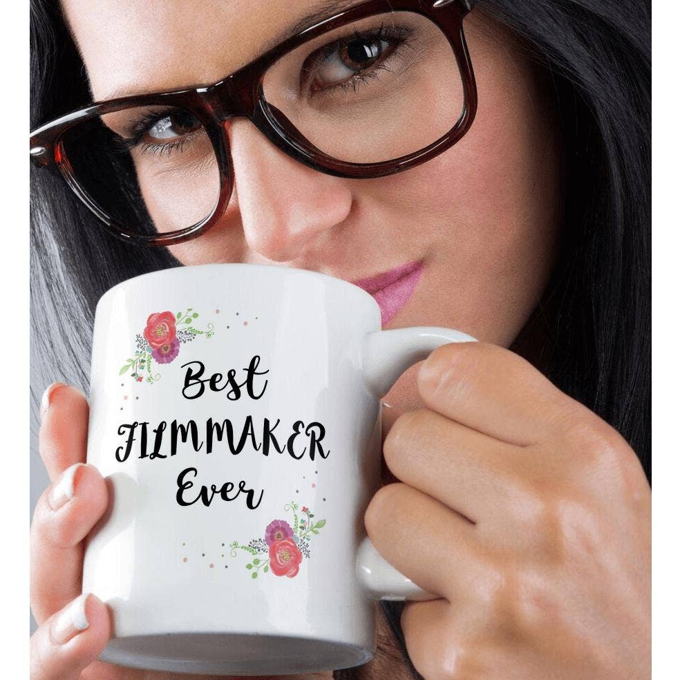 3dRose - Wholesale Coffee Mug - 3dRose, Floral Best FIlmmaker Ever watercolor pink flowers film making maker, Mug9