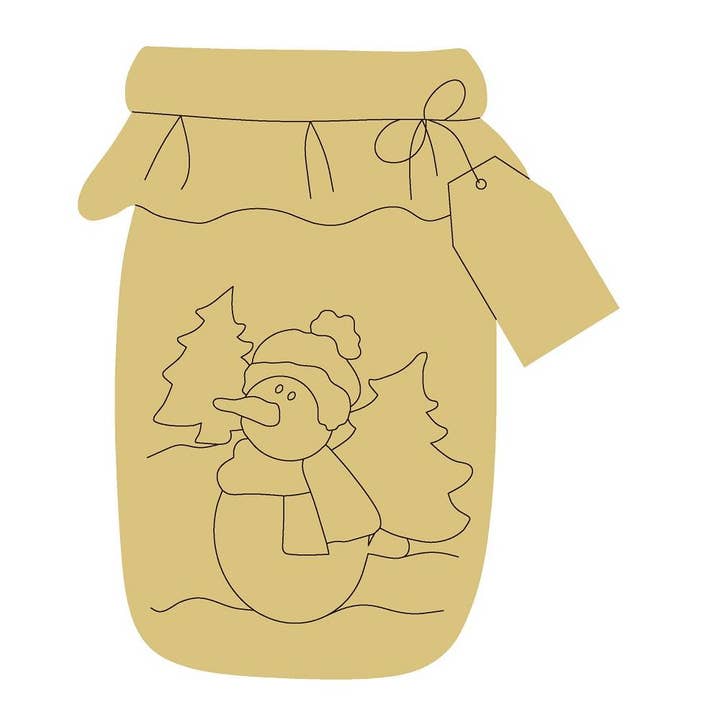 Mason Jar Design By Lines Unfinished Wood Cutout Style 6 for wholesale by Diverse Woodworking