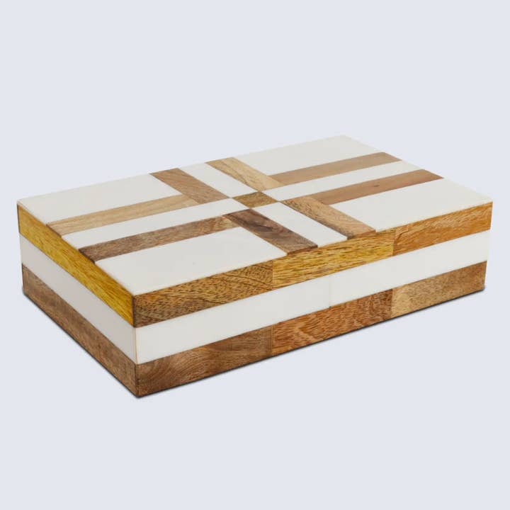 Muqeem & Brothers - Wholesale Decorative Box - Patisserie Delight Resin Wood Inlay Storage Box Art5