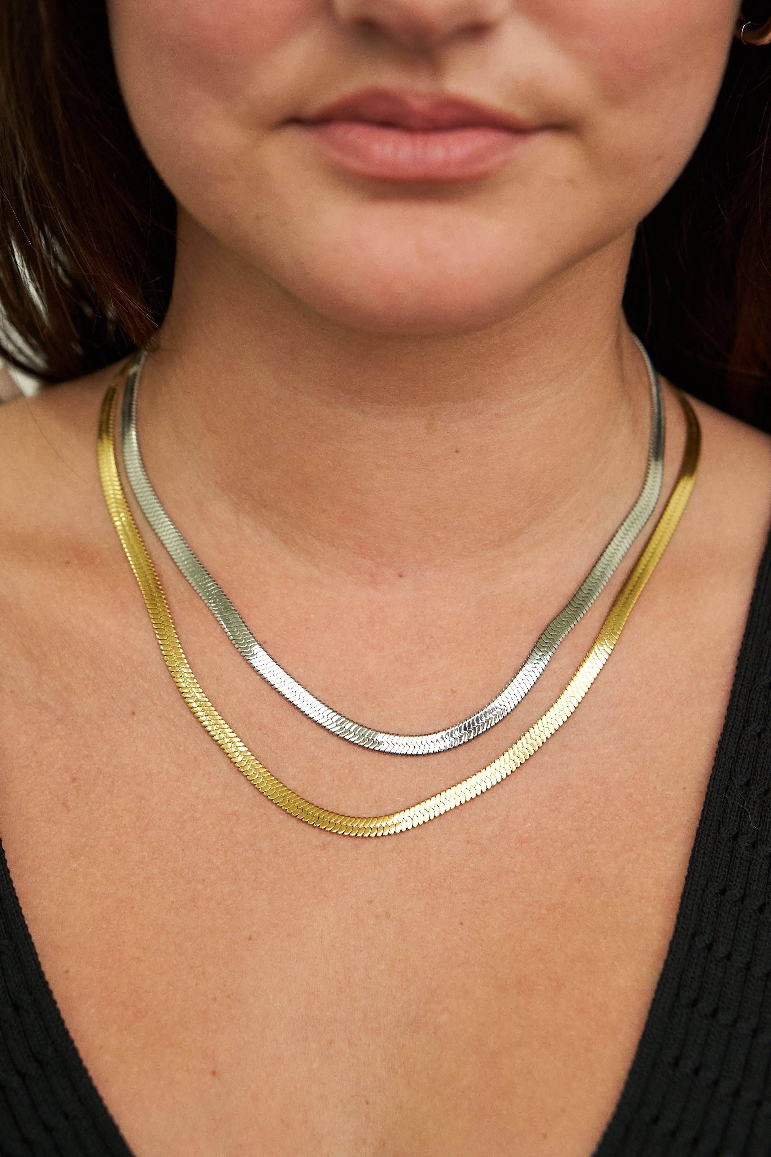 Brenda Grands Jewelry - Wholesale Link & Chain Necklace - Waterproof Silver Herringbone Necklace3
