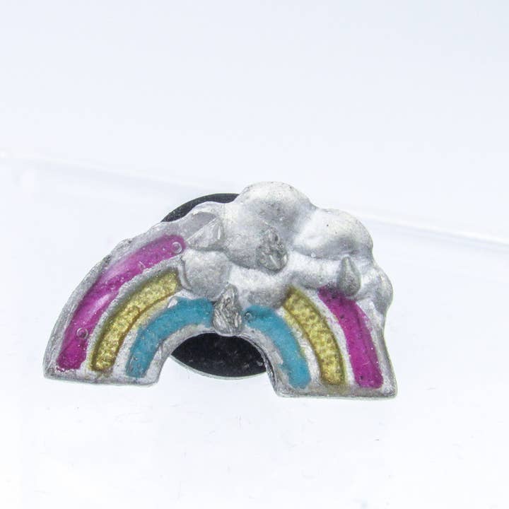 Rainbow With Cloud Painted Metal Pin for wholesale by Oh, Heart!