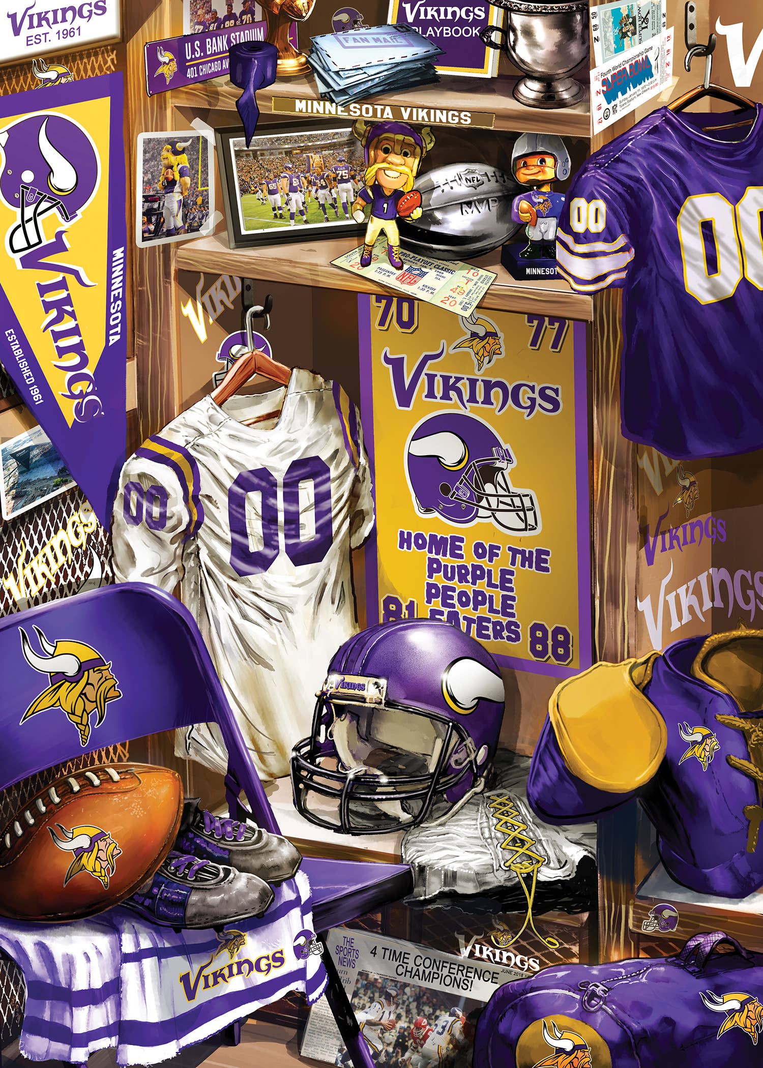 Masterpieces Puzzles - Wholesale Puzzle - Adult - Minnesota Vikings - Locker Room 500 Piece Puzzle1
