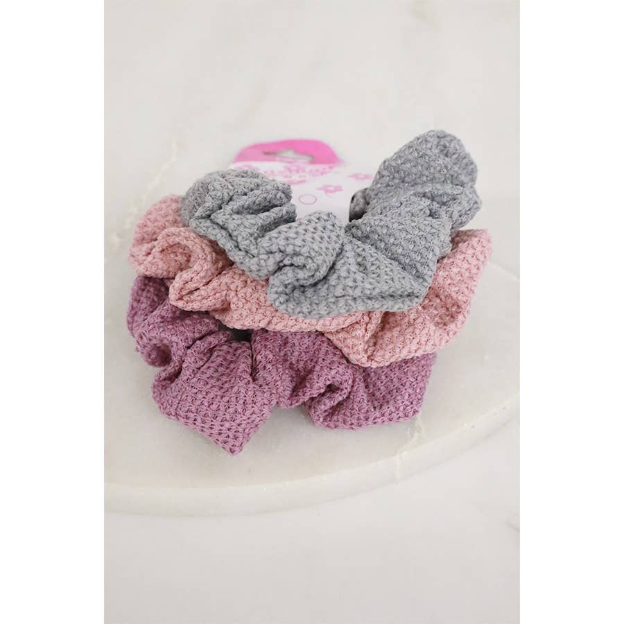 MIX COLOR 3-Pcs Textured Scrunchie Set for wholesale on Faire2