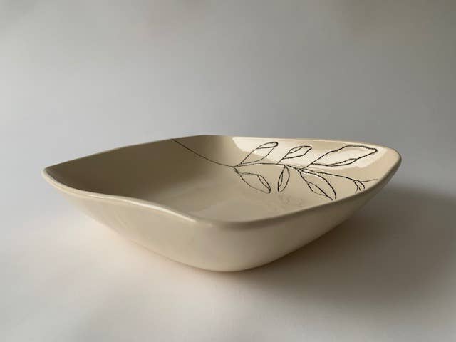 CSF Ceramics – wholesale Serveringsskål – Square servering skål: Olive gren1