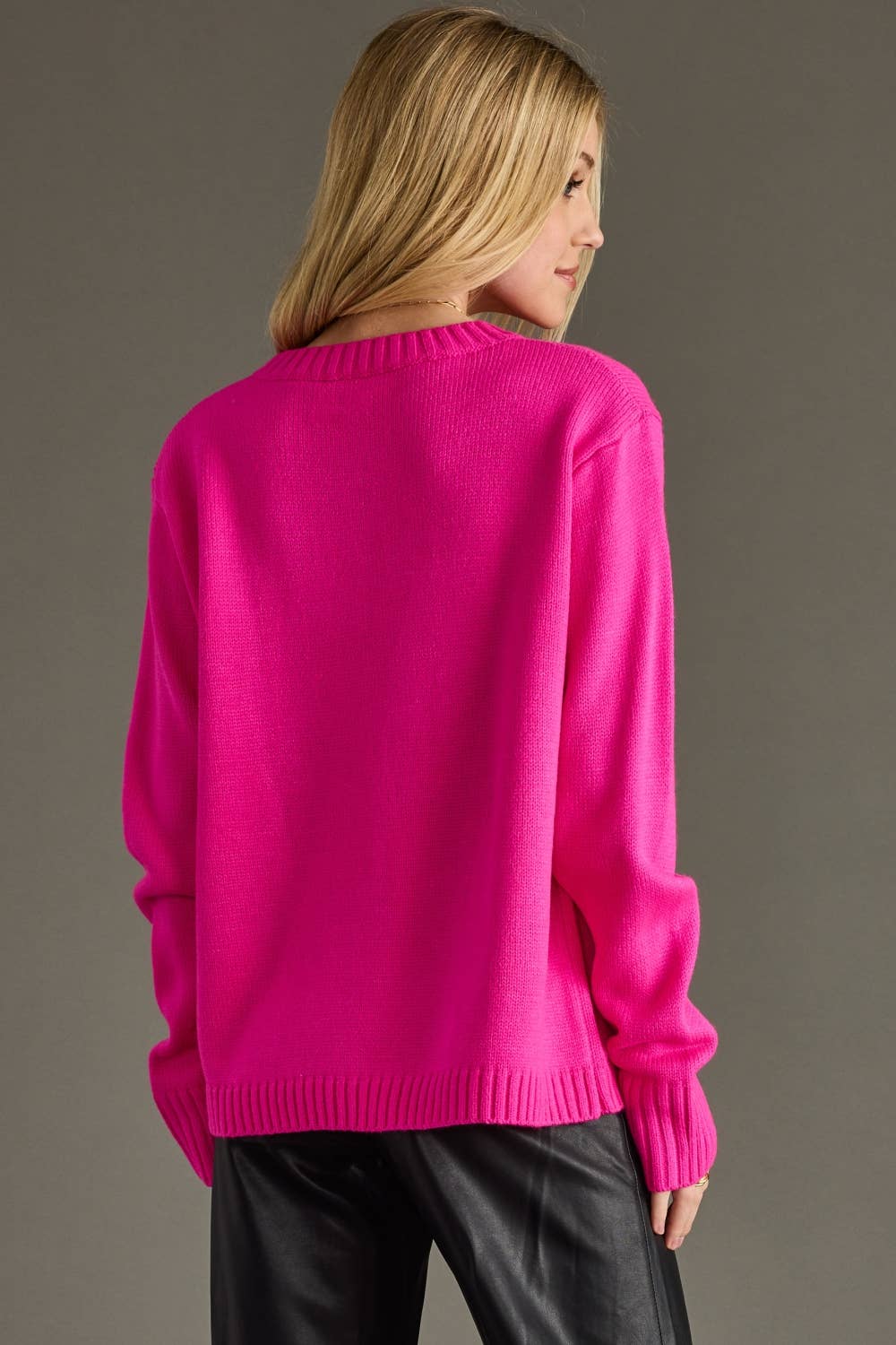 Panache Apparel Co. - Wholesale Knit Sweater - Women's - Bright Pink Ski Sweater4