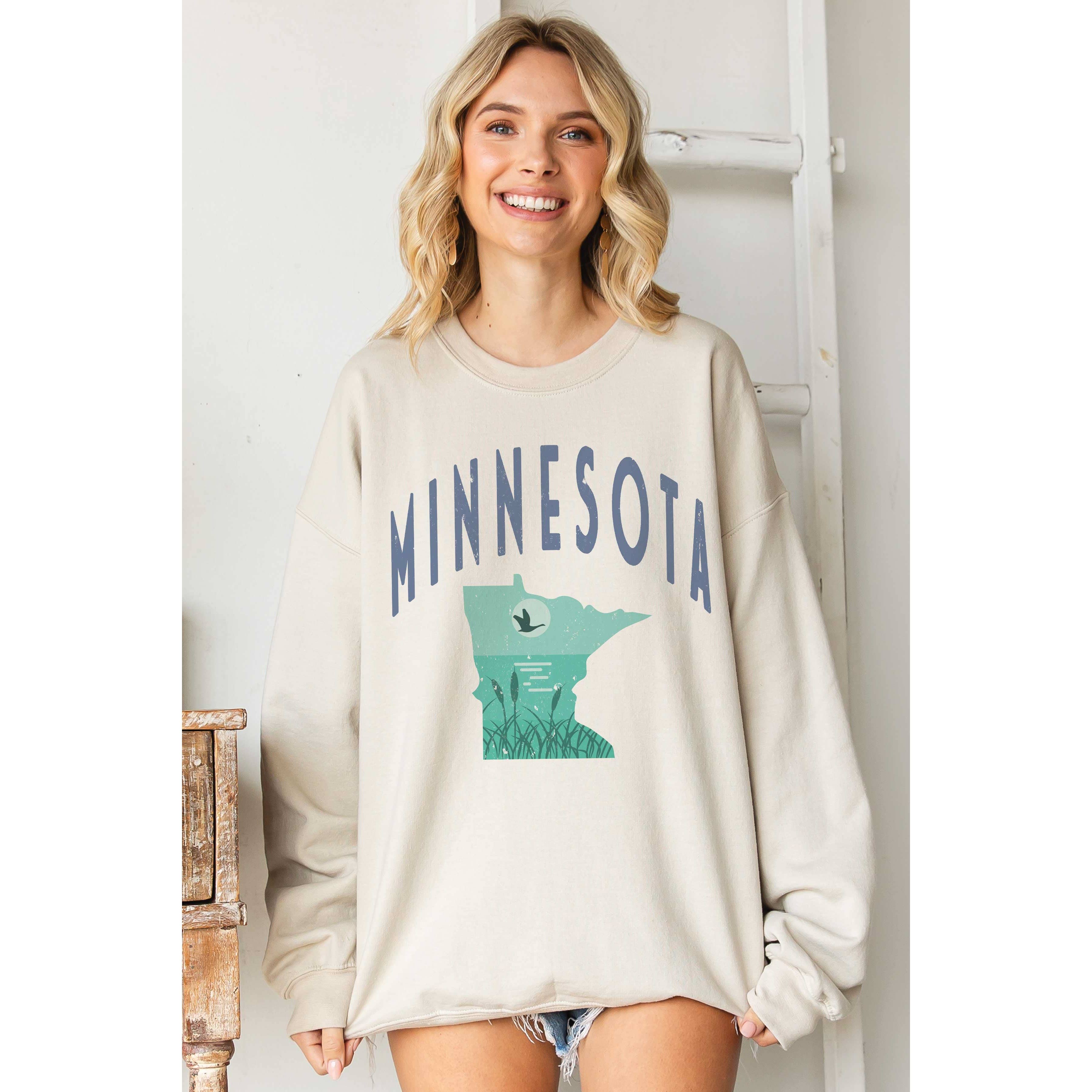 BLUME & CO. - Wholesale Graphic Sweatshirt - Women's - MINNESOTA STATE LAKESCAPE Oversized Graphic Sweatshirt0