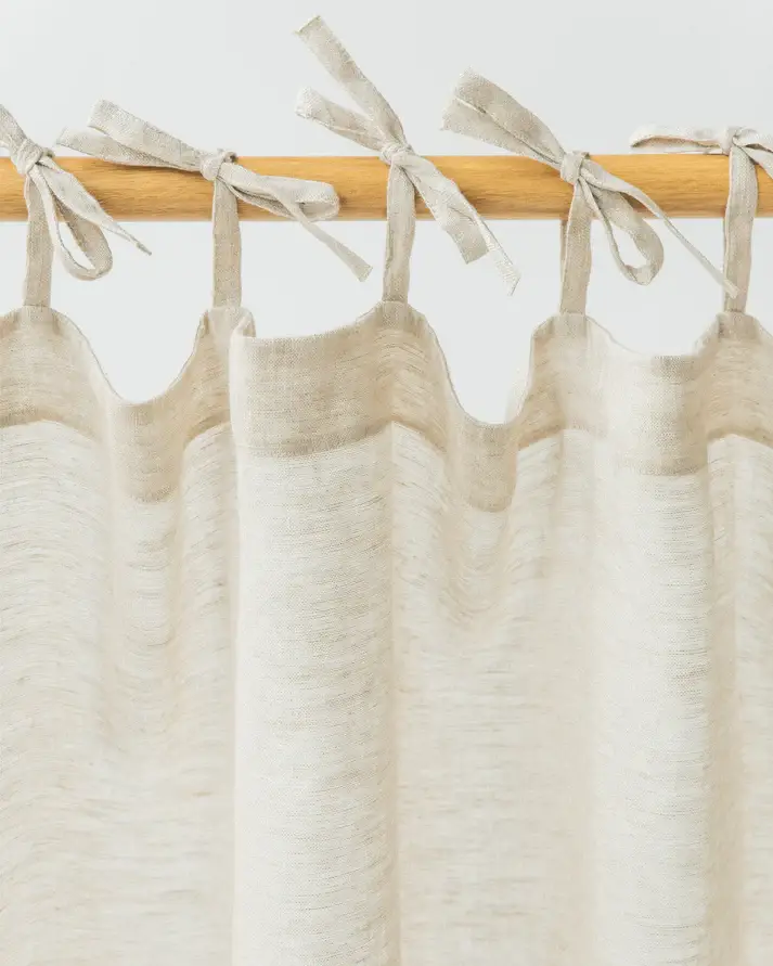 MagicLinen (We handle U.S. import procedures for you) - Wholesale Curtain - Sheer Tie Top Linen Curtain Panel in Natural Melange5
