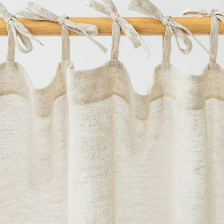 MagicLinen (We handle U.S. import procedures for you) - Wholesale Curtain - Sheer Tie Top Linen Curtain Panel in Natural Melange5