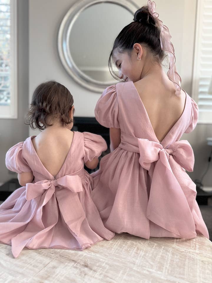 A Little Lacey - Wholesale Dress - Baby - Delia Dusty Pink Baby Dress