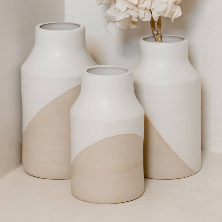 Handmade artisanal design milk pot vase winter flowers for wholesale by Claycraft