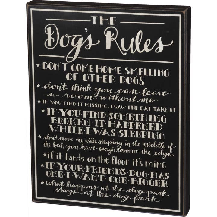 Dog's Rules Box Sign for wholesale by Primitives by Kathy