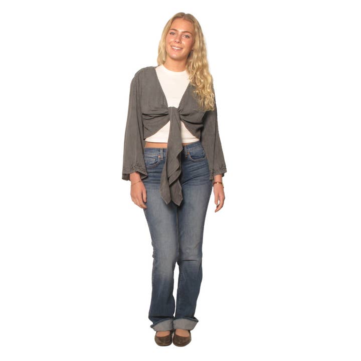 20272 Gypsy Tie Front Top in Cotton for wholesale by Blue Sky