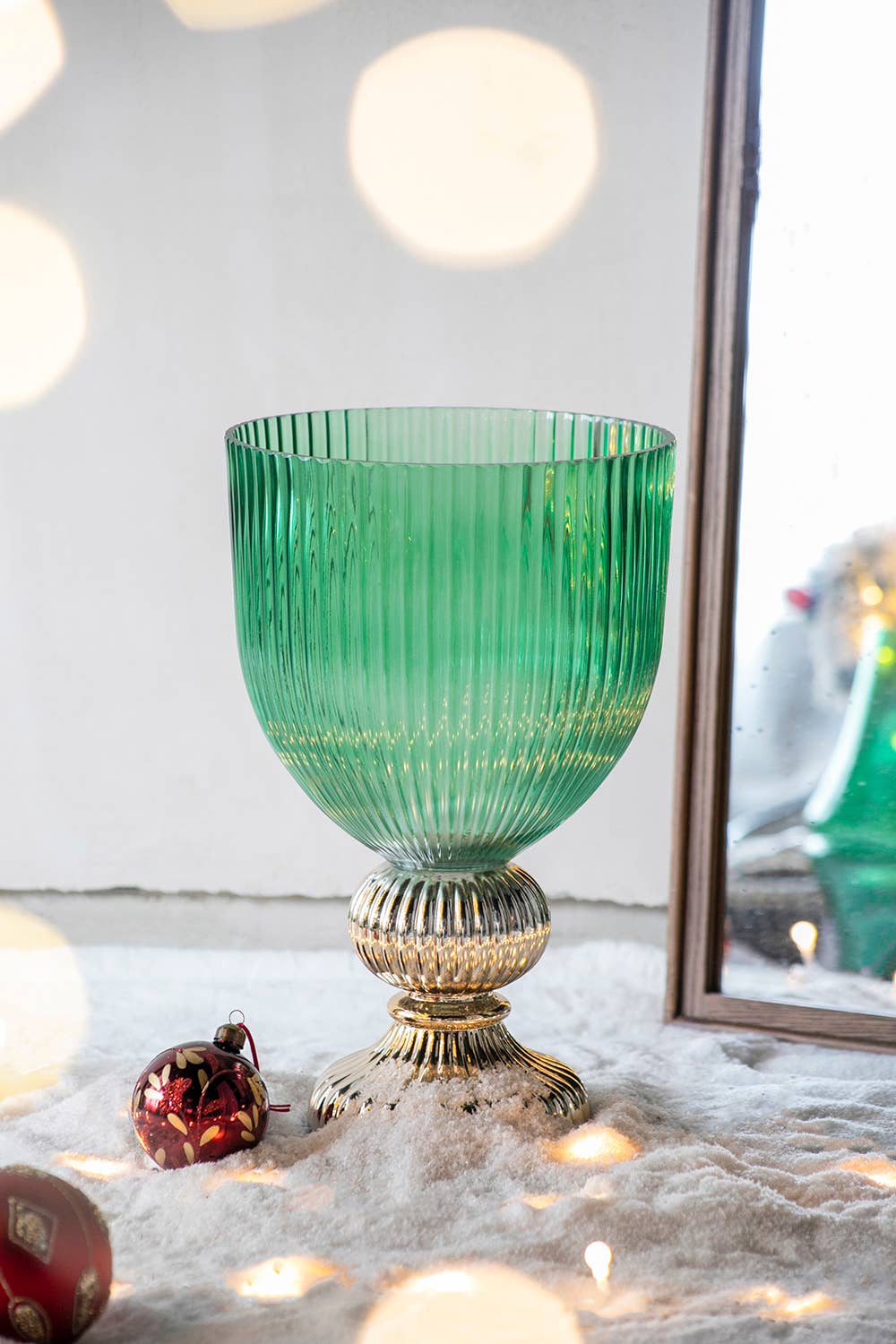 A&B Home Group Inc. - Wholesale Vase - D10.2x16" Emerald Fluted Elegance Glass Vase - Green0