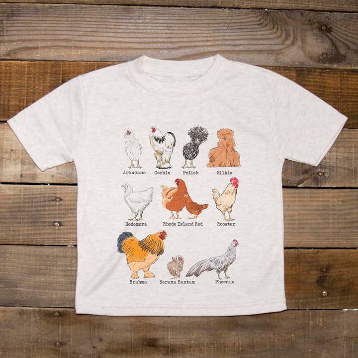 Barefoot Baby - Wholesale Screen Printed T-Shirt - Kids - Chicken Breeds Country Farm Western Apparel Unisex Clothing