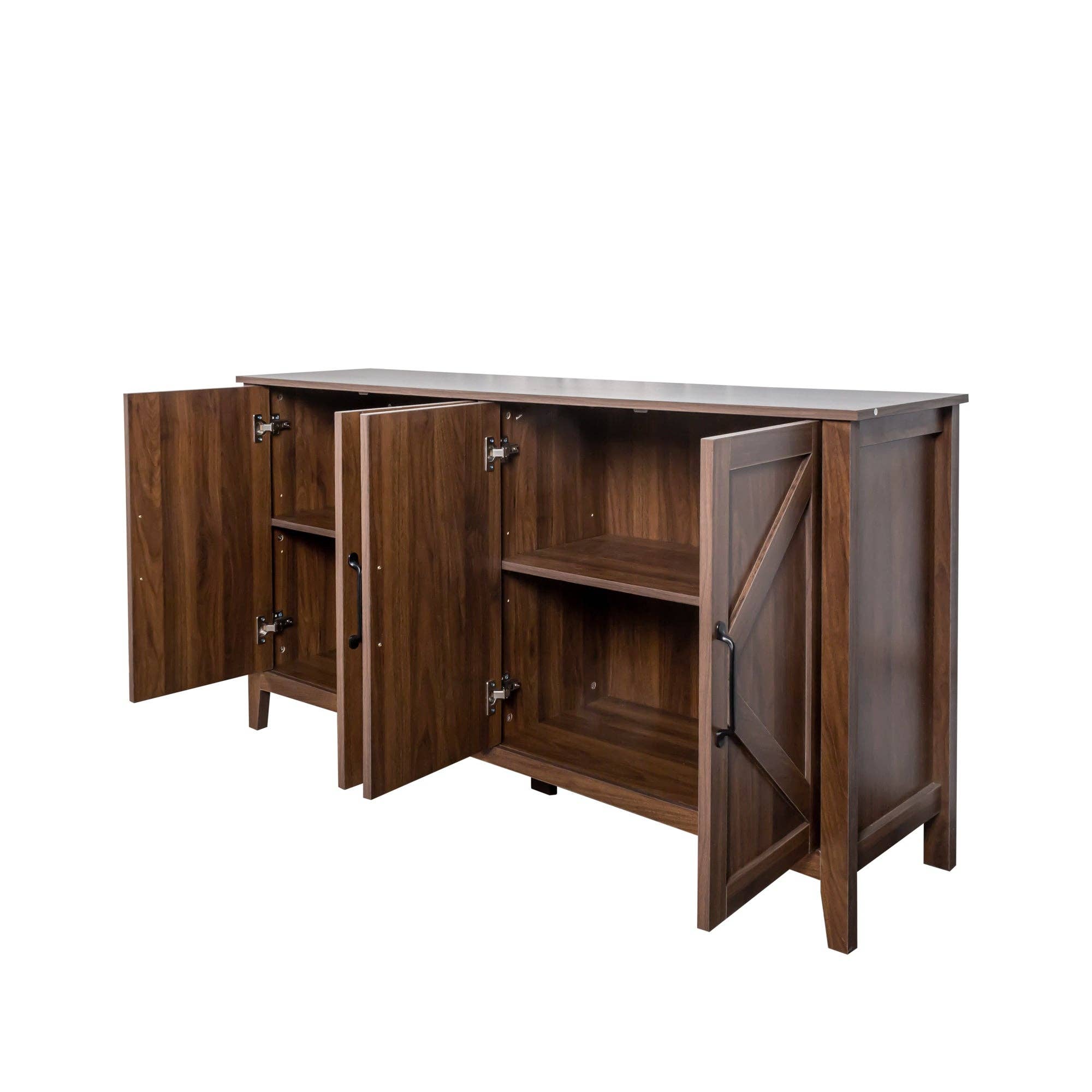 39F Inc. - Wholesale Cabinet - Walnut 4-Door Sideboard with 4 Shelves Freestanding Cabinet9