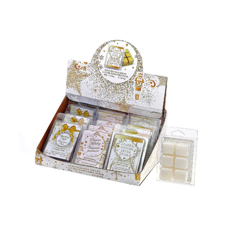 Gold Christmas 6Pk Wax Melt Cubes Asstd 12/Disp for wholesale by IH Casa Decor