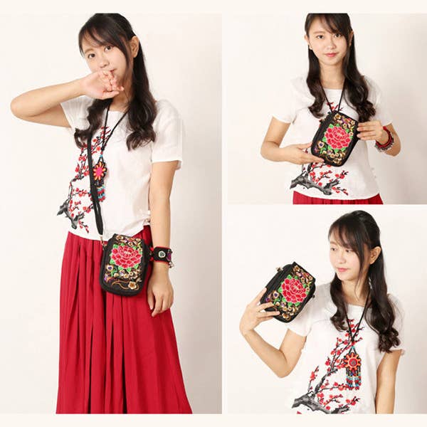 Plush Looks – bolsa tiracolo - Mulher por atacado – Saco Bordado 4 Cores3