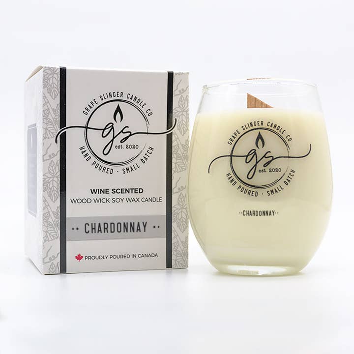 Chardonnay | Bougie à mèche en bois pour la vente par Pinetree Innovations