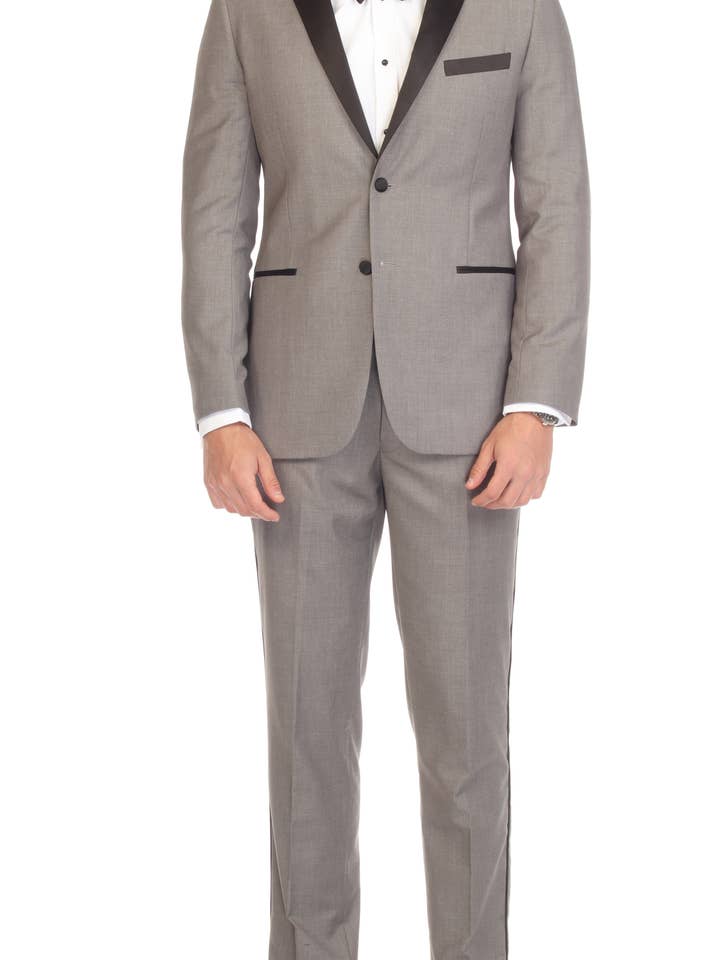 Bronson Grey Slim Fit Notch Lapel Tuxedo for wholesale by Ferrecci
