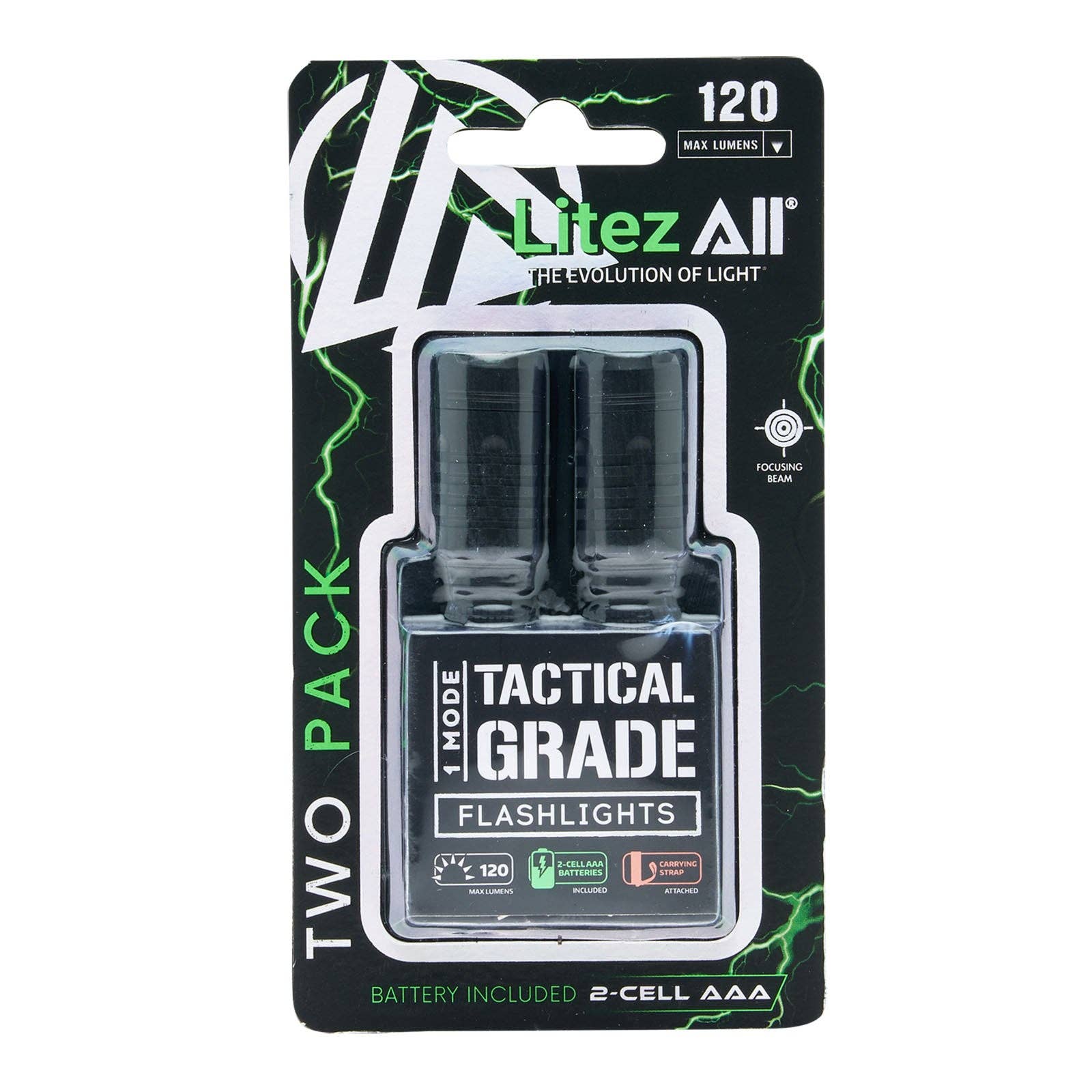 LitezAll - Wholesale Flashlight - LitezAll 120 Lumen Compact Tactical Flashlight 2 Pack2