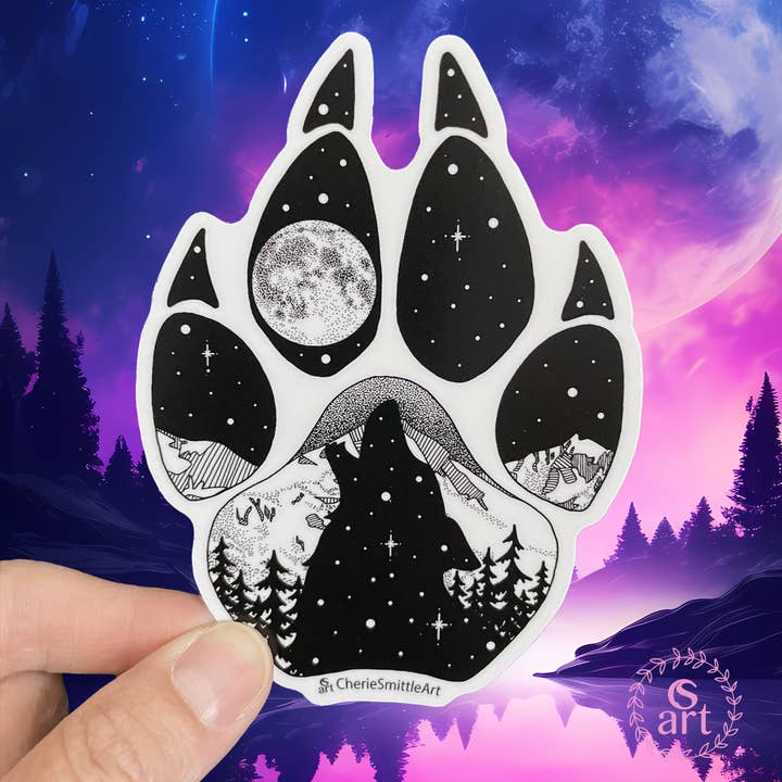 Howl at the Moon: Wolf Paw Sticker for wholesale by CherieSmittleArt
