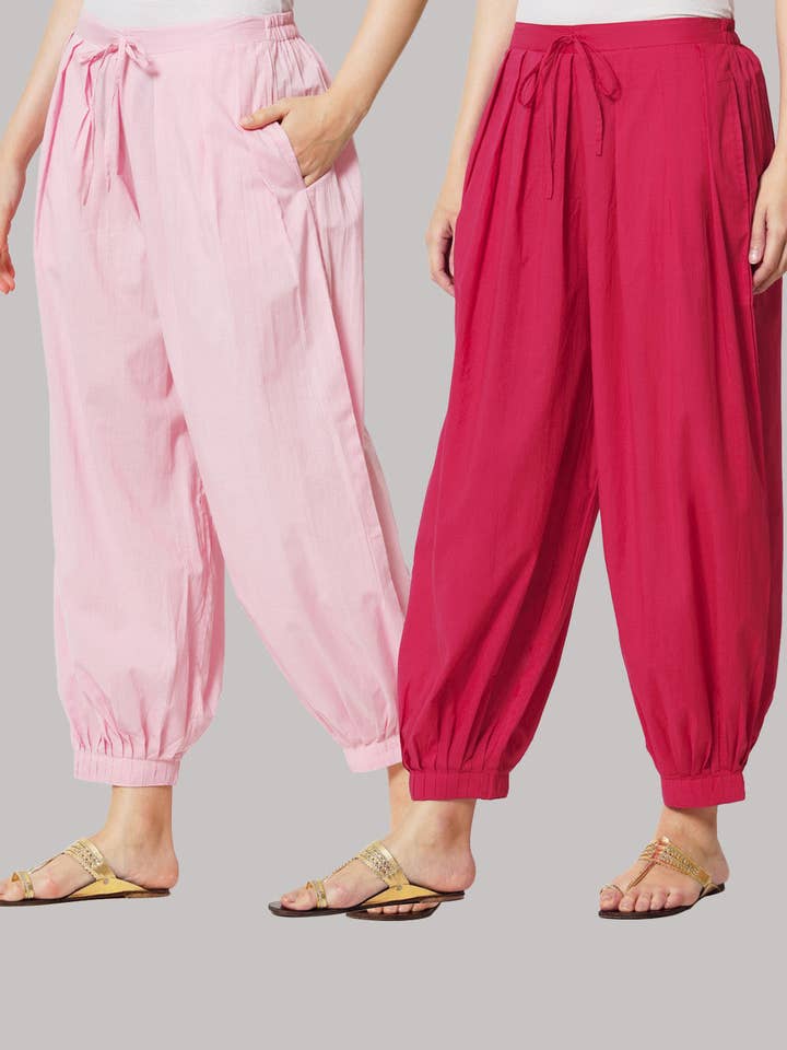 Pair of 100% Cotton Salwar- Pink Mist & Queen's Gulabi for wholesale by Thevasa