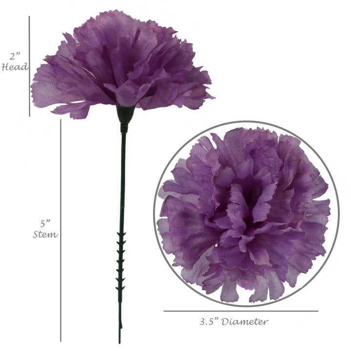 Larksilk - Wholesale Artificial Flowers - Artificial Carnation Picks, 5-Inch, 3.5" Wide, Box Of 200