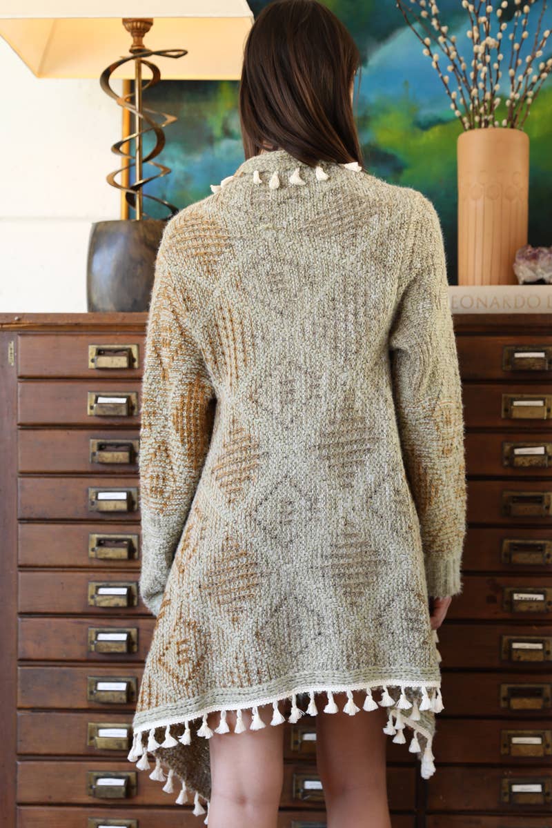 ANGIE – Cardigan - Mulher por atacado – CAMISOLA DE CASACO XHM99-ASIS BORINGE FRANJA15