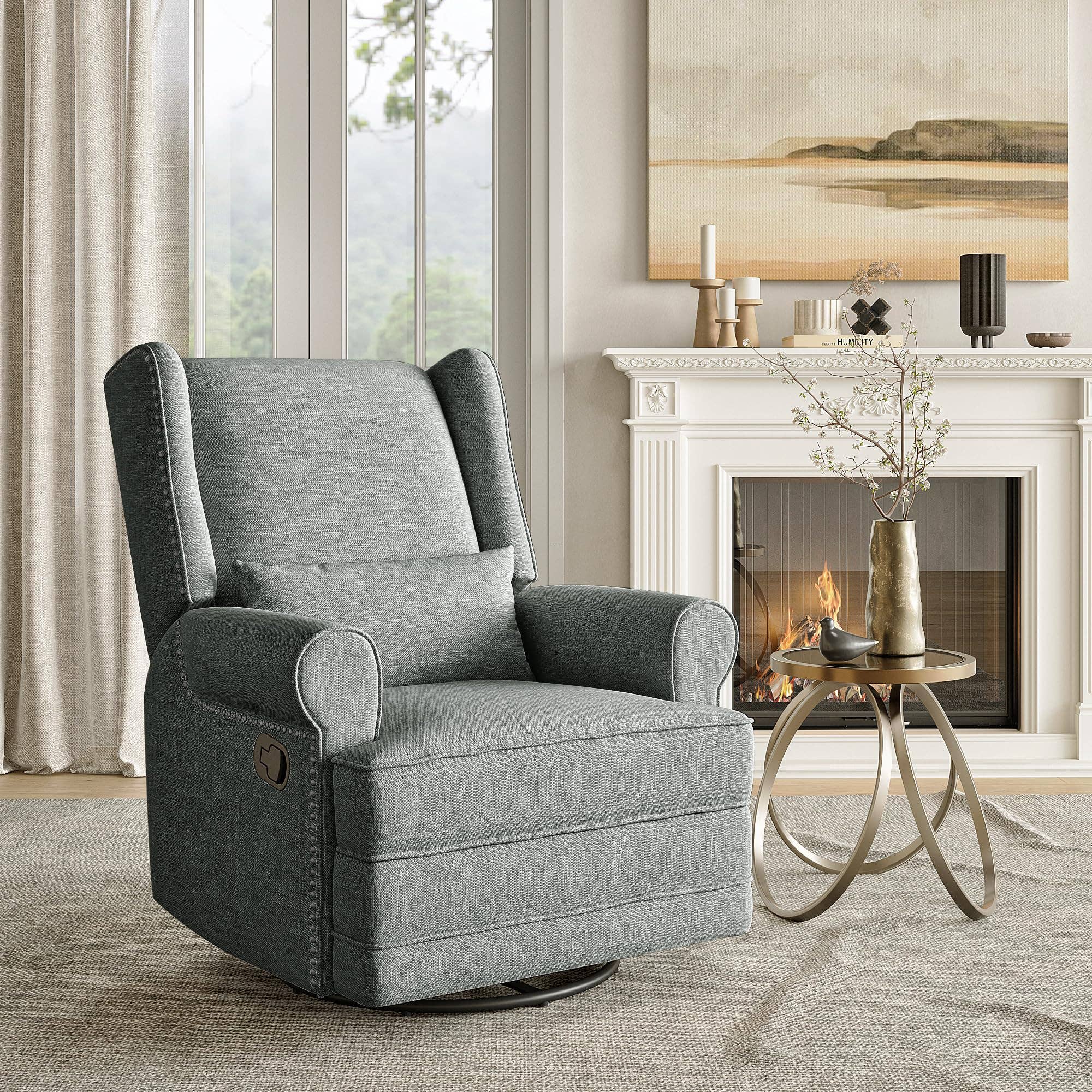 Heynemo - Wholesale Chair - Swivel Upholstered  Recliner Chair with Extra Large Footrest5