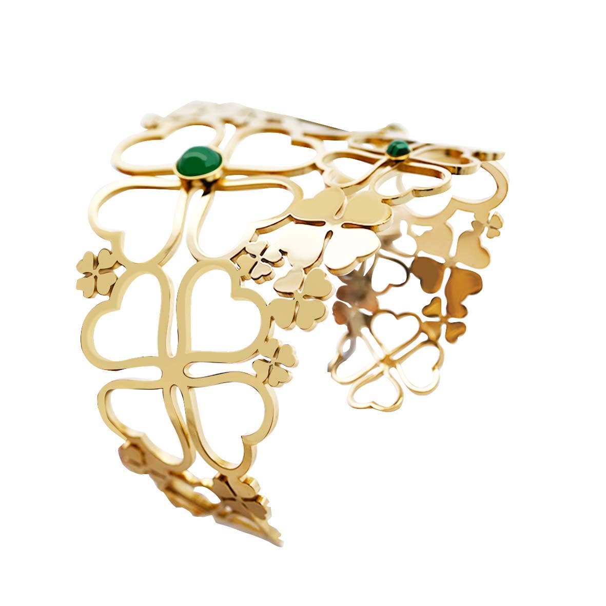 AMORINO SRL - Wholesale Cuff Bracelet - SEMI-RIGID ADJUSTABLE FOUR-LEAF CLOVER BRACELET - WF24116A1061