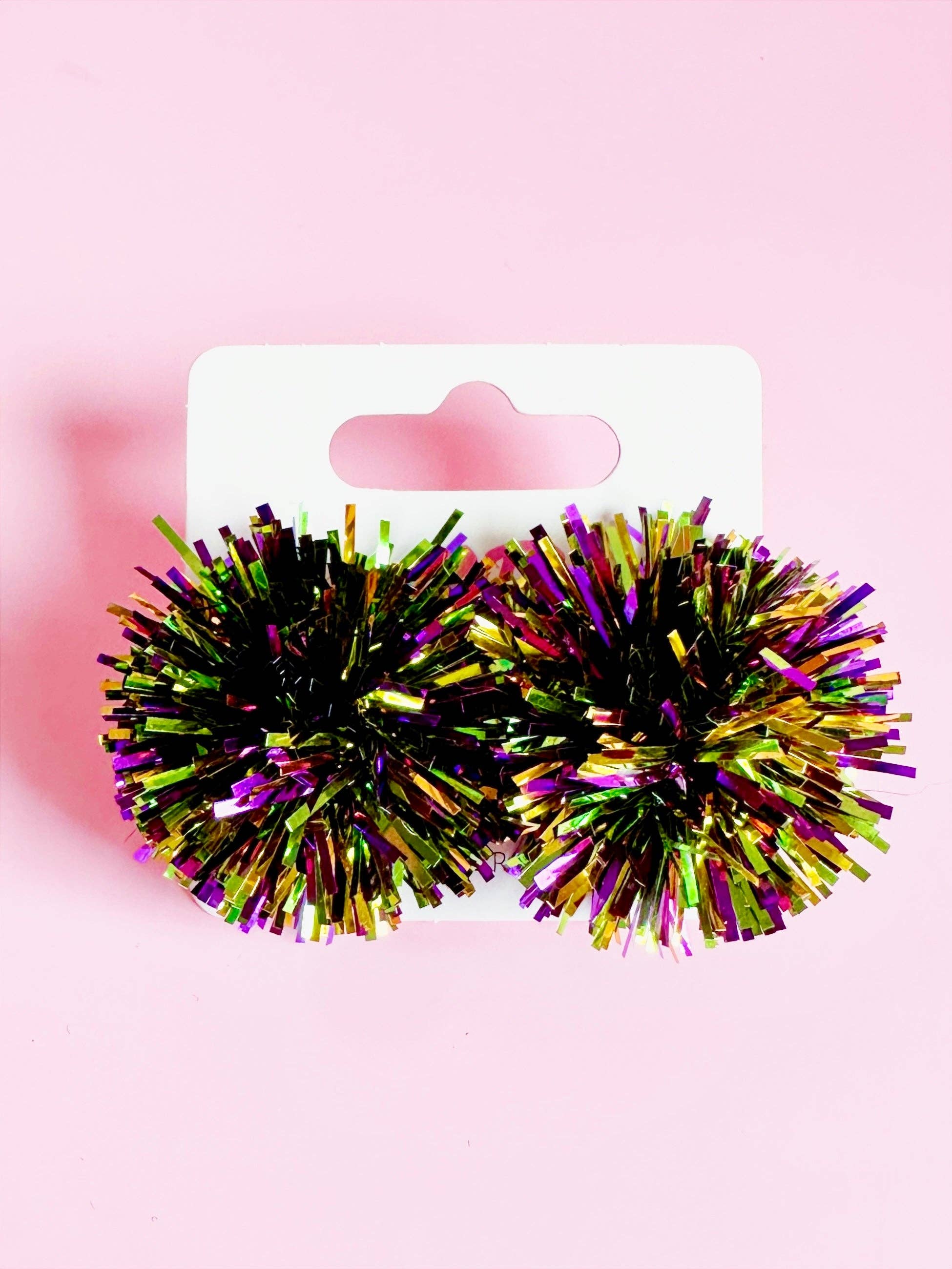 Sandy + Rizzo – wholesale Stud/post earrings – Mardi Gras Party Pom Stud Earring4